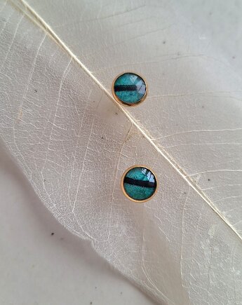 Kolczyki sztyfty seledyn i granat, Slow Jewelry