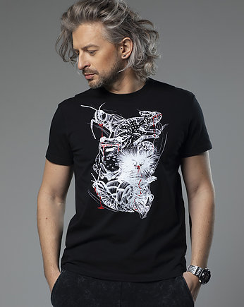 T-shirt męski zwierzątka czarny, MONIKA OPALIŃSKA
