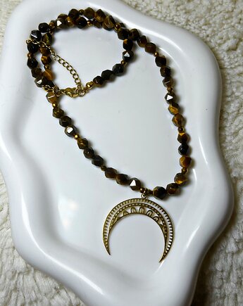 Bądź odważna ! Z tym naszyjnikiem z tygrysim okiem i lunulą, Blask Natury