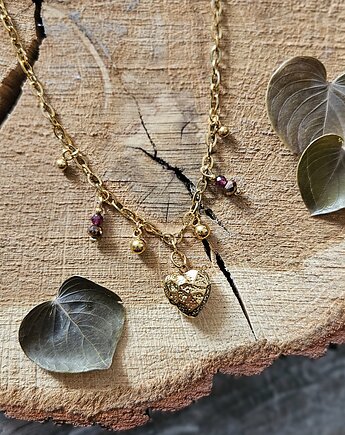 Naszyjnik z serduszkiem, granatem i hematytem, REVEAL