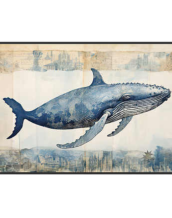 Plakat  Wieloryb Vintage, OSOBY - Prezent dla dwojga