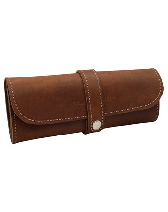 Etui na długopisy Piórnik skórzany tuba futerał Brązowy Parker Quality, Parker Quality