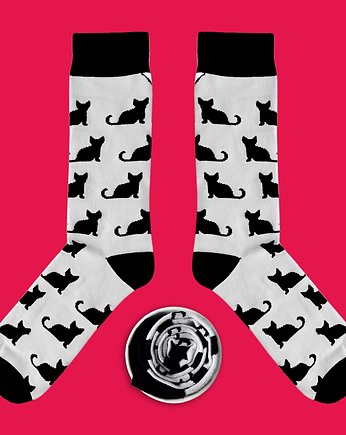 Model: Jasno szare skarpety w czarne koty, CUP of SOX
