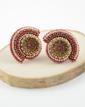 Kolczyki Swarovski Wachlarze red&gold, Izziland