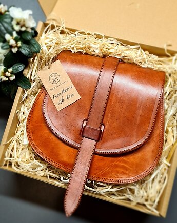 Torebka skórzana ręcznie robiona góralska Rosa na ramię skóra, SempreArte