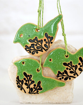 Ceramiczne ptaszki z motywem roślinnym, 10FingersArt