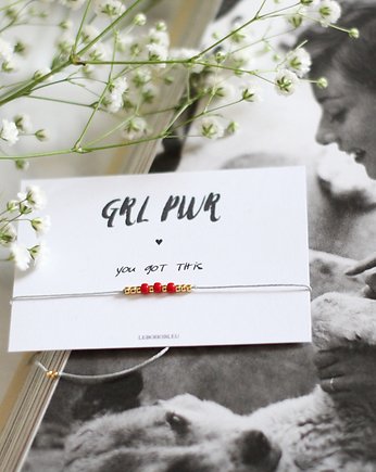 Bransoletka motywacyjna GRL PWR - czerwona, Le Boho Bleu