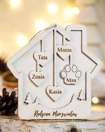 Duża bombka rodzinna Domek, Wygrawerowani
