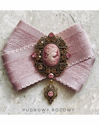 Unikatowa Brosza elegant z Kameą NEW, Pudrowy Różowy