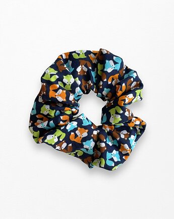 Gumka frotka scrunchie lisy liski granatowa, Zdunetti