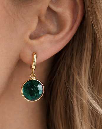 Zielone kolczyki NEFRYT srebro pozłacane