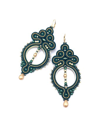 Kolczyki sutasz zielone lekkie wiszące eleganckie koła handmade Paloma, Katrina Rossa