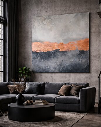 Abstrakcja Loft no.4  MIEDŹ  kolekcja LOFT Ręcznie malowany obraz Duży format, Diana Abstract Art