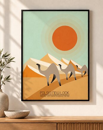 Plakat Fine Art giclee Wielbłądy. Polski New Look, ma illustories