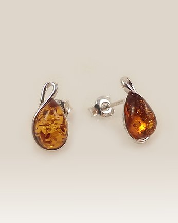 Kolczyki srebrne z bursztynem koniakowym 18x7mm, ZaNa Design