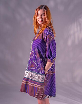 Kolorowa bawełniana sukienka z nadrukiem, Non Tess