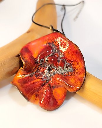 Wisiorek, naszyjnik ceramiczny "Kwiat Maku", maticeramika