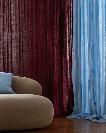 Zasłona z Miękkiego Lnu Stonewashed - windsor wine, LUMIO