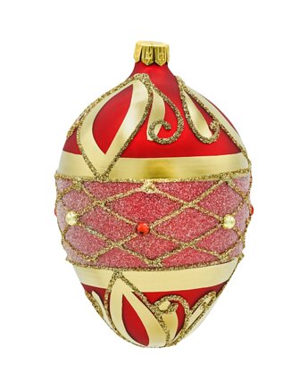 Bombka choinkowa: Jajo ze złotym ornamentem: czerwone, Syn Bombkarza