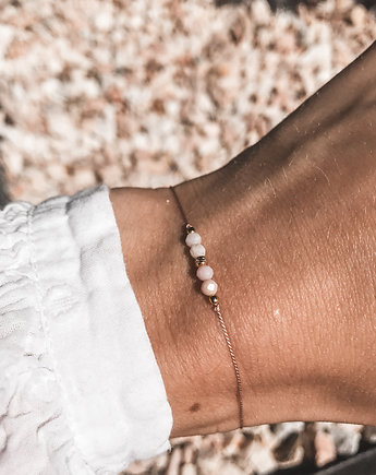 Bransoletka Petite pink z opalem minimalistyczna biżuteria, Tiny Stone