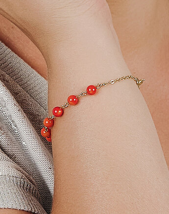 Koralowa bransoletka na złoconym łańcuszku, Artseko