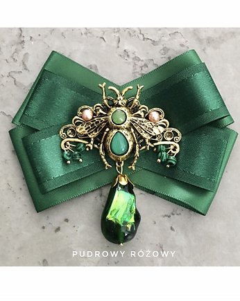 Brosza Exclusive z ogromnym owadem z kamieniem NEW, Pudrowy Różowy