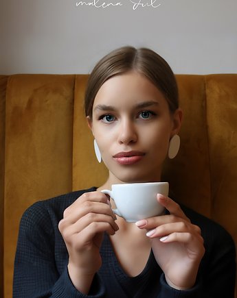 Kolczyki SUN koła duze biale skora naturalna, Malena Dul