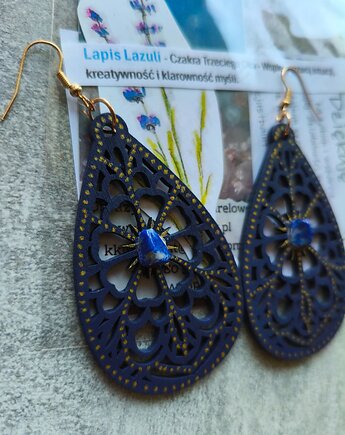 Biżuteria Energetyczna Kolczyki Lapis Lazuli Intuicja Trzecie Oko, kkjustpaint Karolina Kamińska