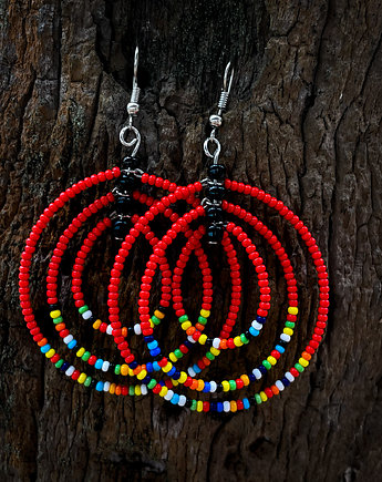 Kolorowe afrykańskie kolczyki Red Galax, OKAZJE - Prezenty świąteczne