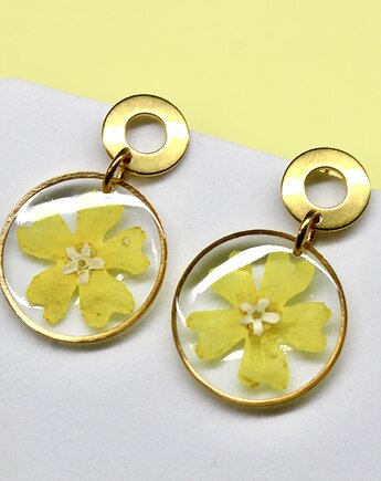 Kolczyki żółte kwiatki żywica, Mintique