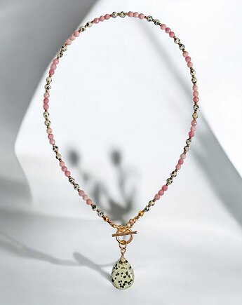 Jaspis dalmatyński i rodonit : naszyjnik, kaktusia