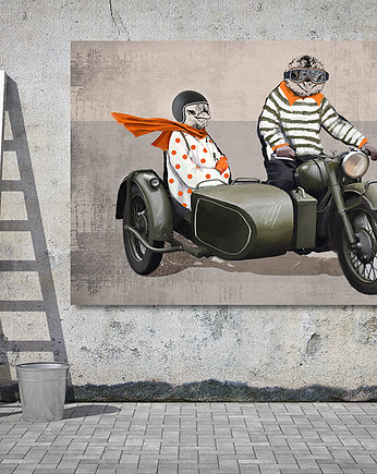 OBRAZ NA PŁÓTNIE -  120x80cm - KURCZKI NA MOTO, LUdesign gallery