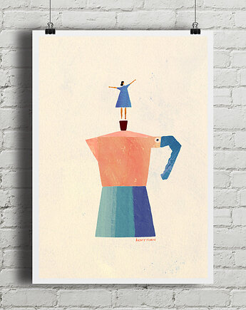 Kawa na dzień dobry - plakat z kawiarką, minimalmill