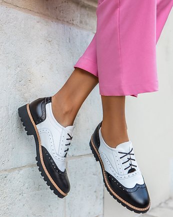 SKÓRZANE PÓŁBUTY ZAPATO 258 CZARNO BIAŁE, Zapato