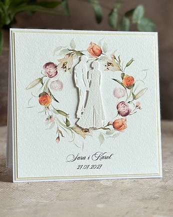 Elegancka kartka ślubna w ozdobnej kopercie, WE21a, Anna Art and Crafts