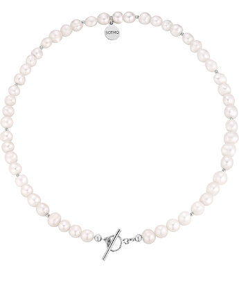 Srebrny naszyjnik z pereł naturalnych z ozdobnym zapięciem, SOTHO
