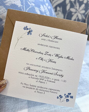 Stylowe zaproszenia na komunię - zaproszenia komunijne z personalizacją, imie, sorte