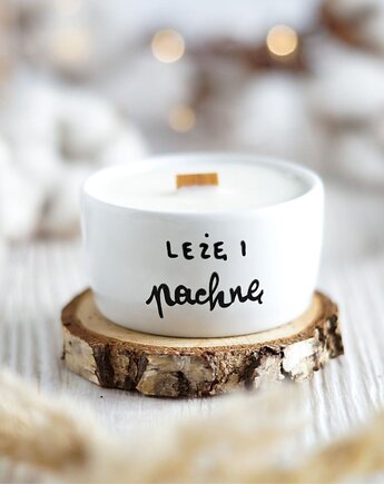 Zapachowa świeca sojowa, porcelanowa, leżę i pachnę, melon-ogórek, Pracownia Faramuszka