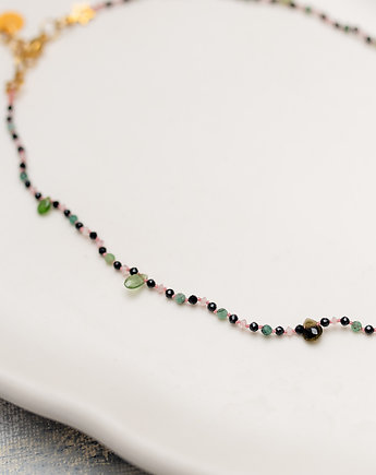 Choker z Turmalinów Agatów i Spineli, w hand works