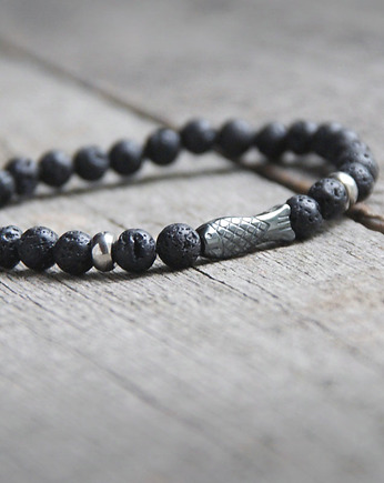 Męska bransoletka :: fish & BLACK LAVA, kaktusia