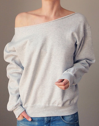 Szara bluza cięta ze ściągaczami, ONE MUG A DAY