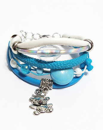 Bransoletka - Niebieski miś - rzemienie