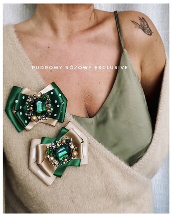 Brosza  z ozdobą w stylu glamour Kryształ z perłami NEW, Pudrowy Różowy
