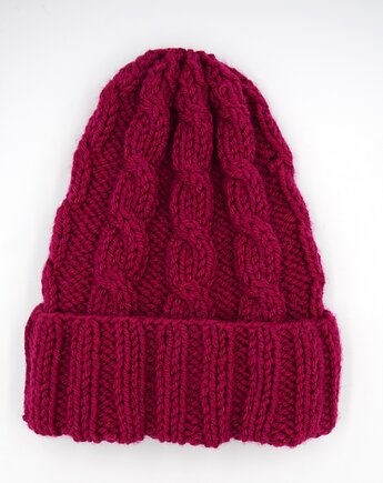 Czapka wełniana warkocze, WOOLLY