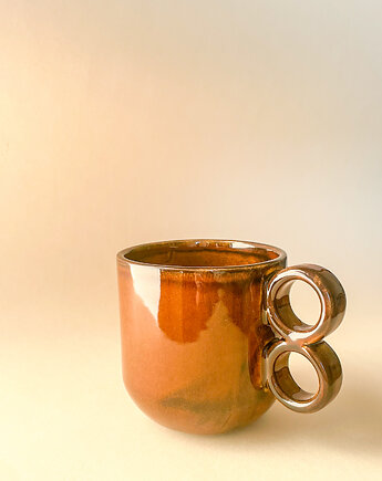 Kubek podwójne ucho  [kolor: ciemny miód]  330 ml, FORMY PROSTE