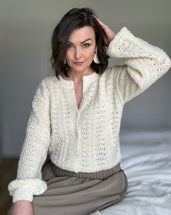 Ażurowy kardigan She is a Lady ( off white), Oh! Sweater