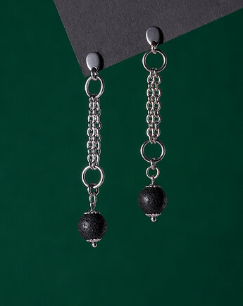 Długie kolczyki z lawą wulkaniczną i łańcuszkami, AT NOON