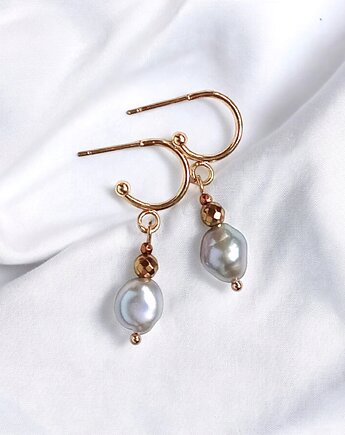 WYSYŁKA 24H - Srebrne perły - kolczyki na okrągłych sztyftach, kaktusia