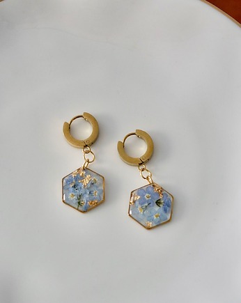 Kolczyki wiszące z niezapominajkami, ANKO rekodzielo