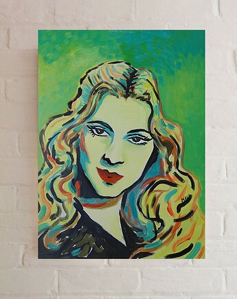 Obraz olejny do salonu portret joan fontaine, alice oil on canvas